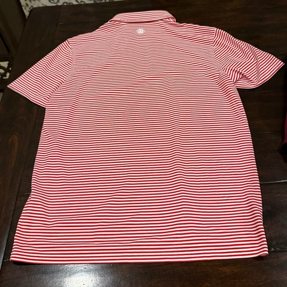 G/Fore Men's Large LAVA Feeder Stripe Tech Modern Spread Collar Polo MSRP $120 - Picture 4 of 6